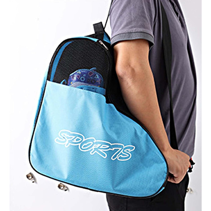 Сумка для ковзанів Baoblaze з регульованим плечовим ременем, дихаюча сумка для зберігання ковзанів, роликів, квадів (блакитна)