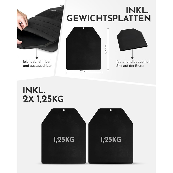 Вага для тренувань Neolymp – Унісекс вага для тіла – Жилет-платформа з кишенею – Не ковзає – Дихаючий та регульований – Обладнання для калістеніки – Вага для дому та тренажерного залу