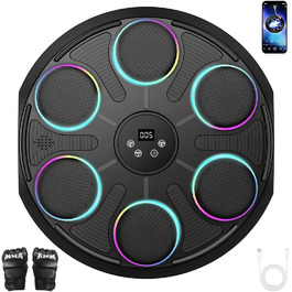 Музична боксерська машина з LED підсвіткою та Bluetooth, настінна, з рукавичками, 9 режимів швидкості, для дітей та дорослих