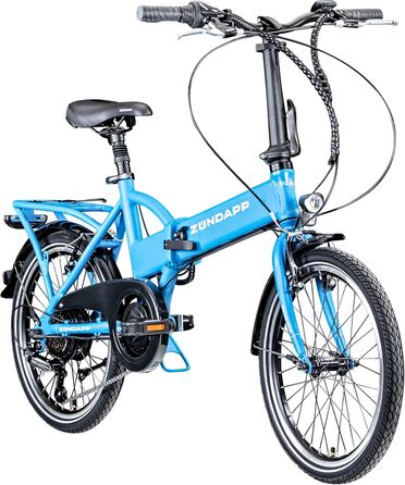 Електровелосипед ZÜNDAPP Z101, складаний, 20 дюймів, 6 швидкостей, для дорослих, з підсвіткою, міський, синій