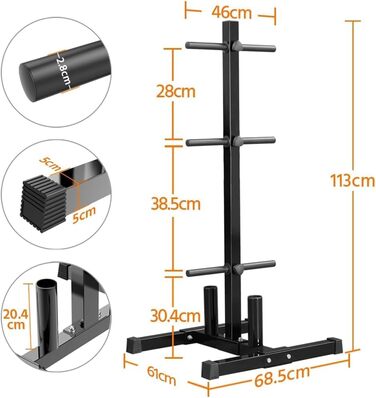 Стійка для гантелей Yaheetech - дерев'яний підсвічник для гантелей, стійка для ваги з 6 стієк, 28 мм, сталь, максимальне навантаження 400 кг