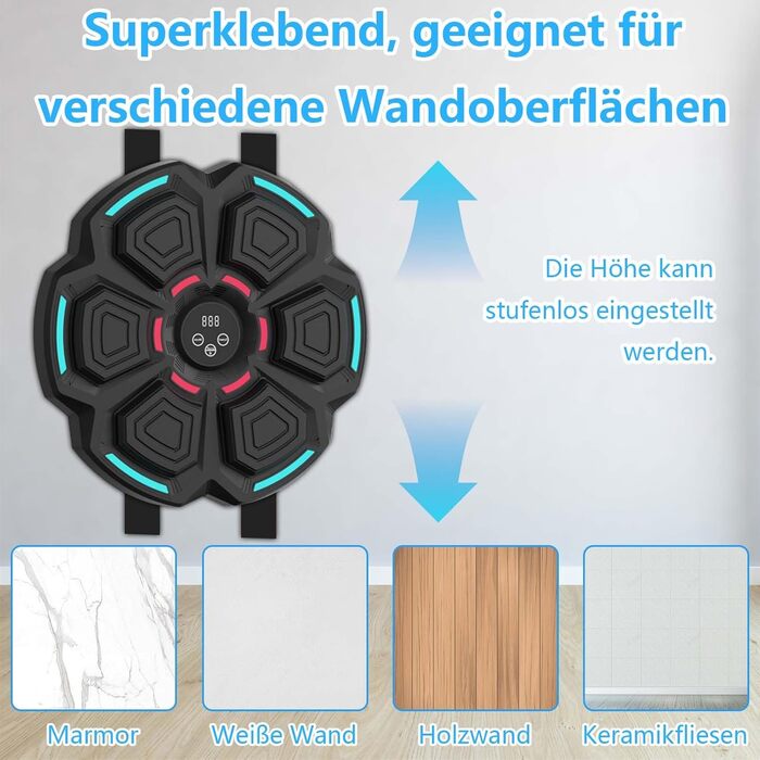 Музична боксерська машина TECKZOON Bluetooth, електронна, з підключенням Bluetooth, для тренувань, настінна ціль