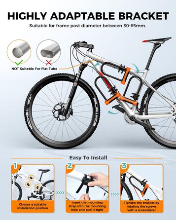 Замок для велосипеда Sportneer Bügelschloss 20 мм: висока безпека, сталевий трос 1.8 м, монтажний кріплення