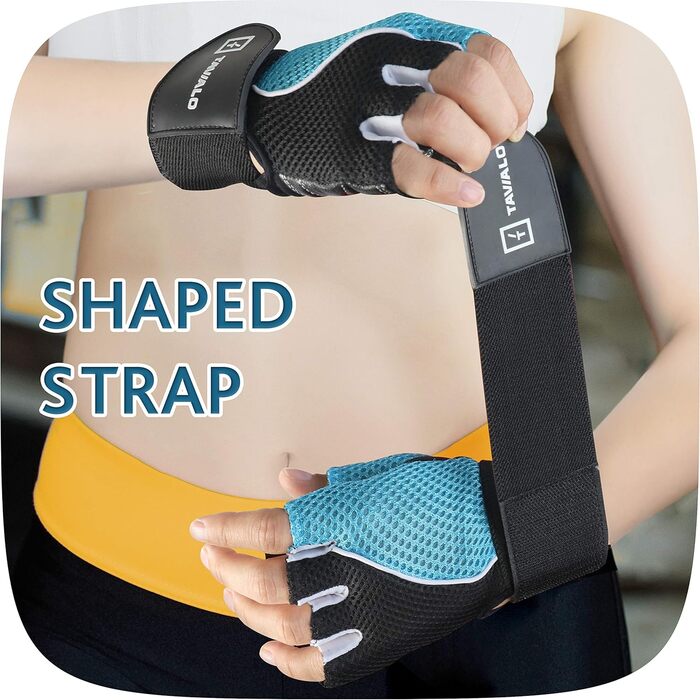 Рукавички для фітнесу та силових тренувань Fitnesshandschuhe (жіночі, розмір M 16-19 см, шкіра, блакитно-чорно-білі)