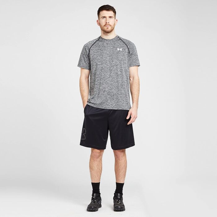 Чоловічі бігові шорти Under Armour Tech Graphic Short, чорні з графітовим принтом