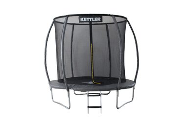 Трамплін Kettler Outdoor Jump 244 з сіткою безпеки, діаметром 244 см, для саду, стійкий до погодних умов, з захисним обідком та сходами, максимальне навантаження 100 кг (сірий)