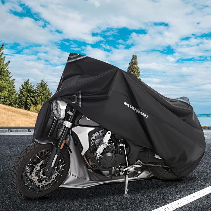 Захисний чохол для мотоцикла NEVERLAND 300D, водовідштовхуючий, зимовий, для мотоцикла/скутера, 220x95x110 см (Чорний, XL)