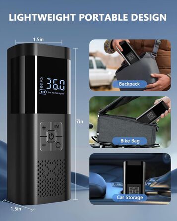 Електрична повітряна помпа SERVOMASTER з манометром, акумуляторна, 150 PSI, LED, для велосипеда, авто, мотоцикла