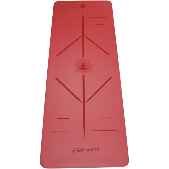 Йога-мат Yoga World Alignment, нековзкий TPE, екологічний, 183×66 см, для пілатесу та домашніх тренувань