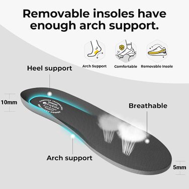 Чоловічі бігові кросівки FitVille з широкою колодкою, амортизація, легкі, дихаючі, для тенісу, фітнесу, джогінгу та ходьби (46 EU, чорний з сірим)