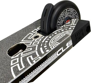 Скутер вілсажний CORE Trick Tretroller 110mm з колесами ABEC 9 для початківців та професіоналів, від 5 років, регульована висота 78-95 см + наліпка Fantic26 (Park CL1 H=86cm, чорний хром)