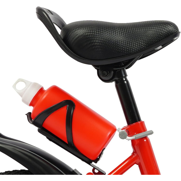 Дитяче велосипед 12 дюймів з регульованою висотою сідла, для дітей 2-5 років. Тренувальний велосипед з додатковими колесами, кошиком та пляшкою. Дівчачий/хлопчичий велосипед (червоний)