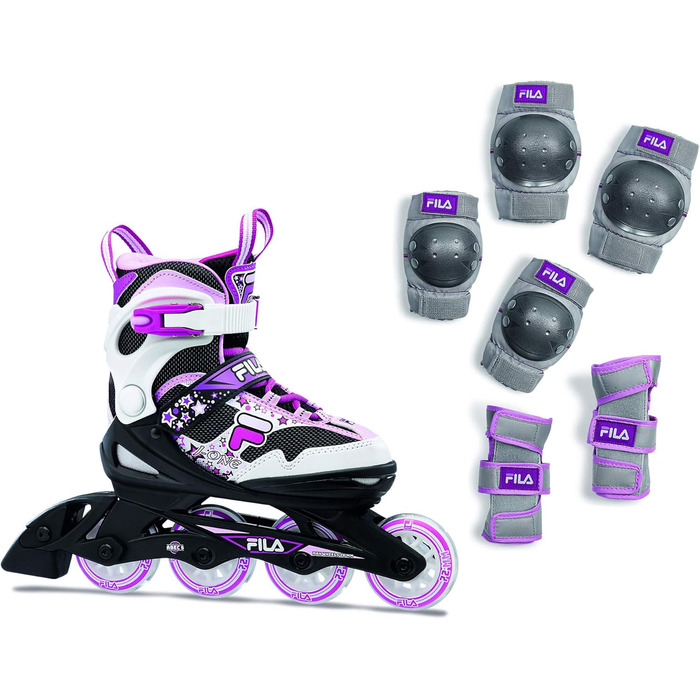 Комплект роликів та захисту Fila J-ONE Combo I для дівчаток, чорний/білий/магента, розмір S (28-32)