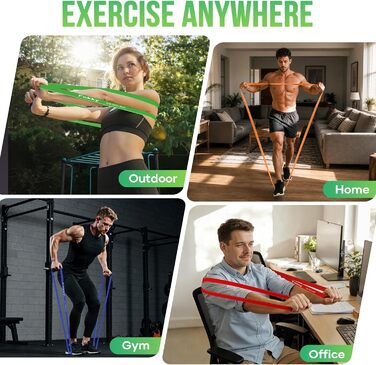 Набір гумових еспандерів Fokky Fitness для фітнесу та силових тренувань (4 рівні опору) з анкером для дверей, постером та сумкою