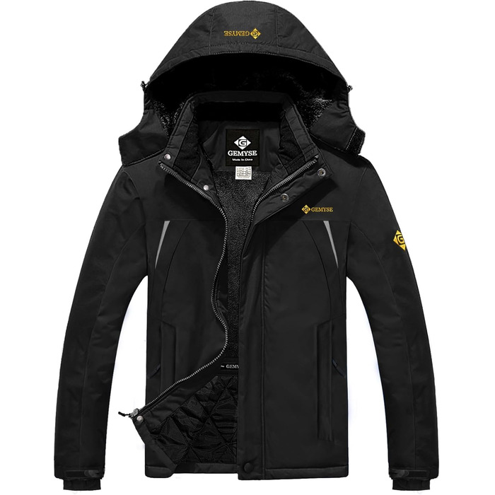 Чоловіча зимова куртка GEMYSE без блискавки, чорного кольору