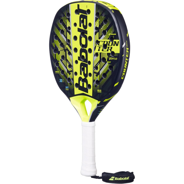 Падель ракетка Babolat Counter Vertuo, жовта, легка, універсальний розмір, для контратакуючих гравців, ідеальний баланс точності та сили