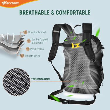 Рюкзак SKYSPER 20L для чоловіків і жінок, легкий туристичний, компактний, для трекінгу та спорту на відкритому повітрі, екологічний