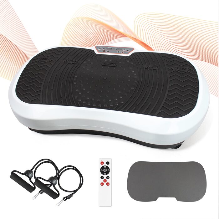 Віброплатформа Leogreen для фітнесу, біла/чорна, 69x39x13 см - тренажер для схуднення та масажу