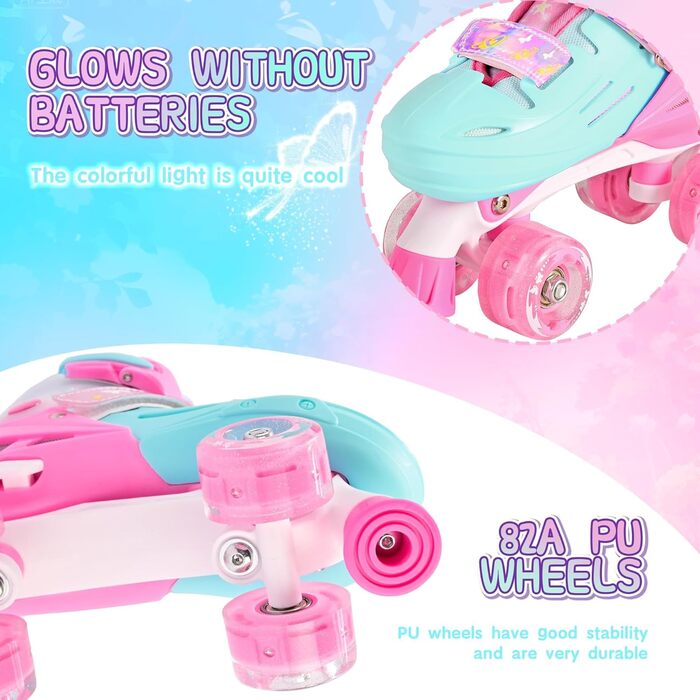 Роликові ковзани 2PM SPORTS для дітей: регульовані, рожево-блакитні, для новачків (28-31 EU)