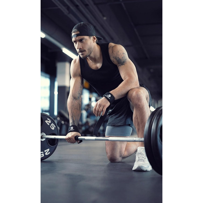 Fitgriff® Ремені для тяги (з підкладкою) для силових тренувань, бодібілдингу, фітнесу - ремені для підйому штанги - для жінок та чоловіків, стандарт (обхват зап'ястя понад 16 см), чорний, оригінальний