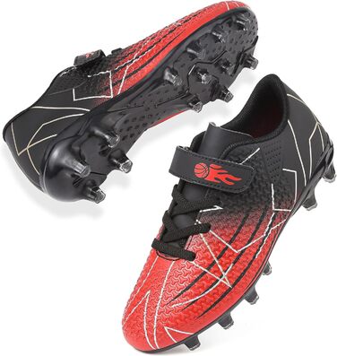 Дитячі футбольні бутси з шипами, професійні, для хлопчиків та дівчаток, чорно-червоні (36 EU)