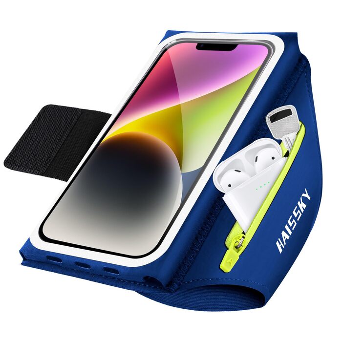 Спортивний браслет для телефону: тримач для iPhone 17/16/15/14/13 Pro Max, Galaxy S25/S24/S23 Ultra (до 6.9 дюймів), блакитний