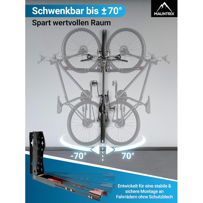 Настінна підставка для велосипеда Mauntrix | 16-29 дюймів | Сталева, до 35 кг | Економія місця | З монтажним комплектом