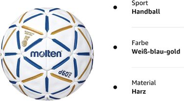 Гандбольний м'яч Molten d60 Pro без смоли, IHF, вологостійкий PU, латексна камера, для залу, 51,5-53,5 см