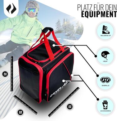 Рюкзак для лижних черевиків Driver13 з відділенням для шолома. Підходить для лиж, сноуборду, роликів та черевиків. Оригінальна модель з 2007 року, чорно-червоний.