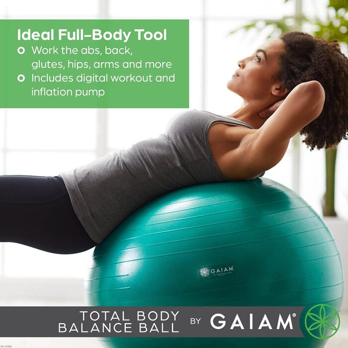 Фітбол Gaiam Total Body Balance Ball Kit для жінок, комплект для фітнесу та йоги