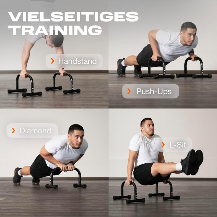 Паралелетки Parex сталеві, для захисту суглобів, з неслизьким покриттям, обладнання для калістеніки, бруси для віджимань, ідеально для стійки на руках та віджимань (Чорний, Small)