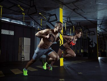 Петльовий тренажер MSPORTS Profi з інструкцією, сумкою та дверним якорем, функціональний фітнес, чорний/лаймовий