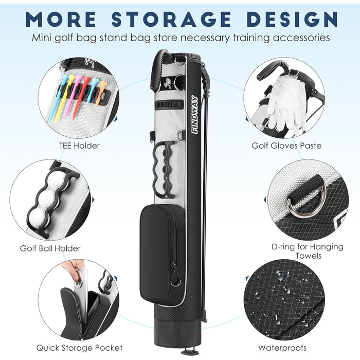 Сумка для гольфу Findway: стійка, легка, для тренувань та гри, 80 см, A1-BK