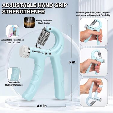 Набір для зміцнення хватки TwinBeing (4 шт.) з ручками та підсилювачем передпліччя - тренажер рук та пальців - розвантажувальне кільце для сили - літаюча диска