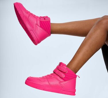 Жіночі баскетбольні кросівки Lucky Step з кріпленням на липучці - стильні штучні шкіряні кеди білого кольору (38 EU, Гарячий Рожевий)