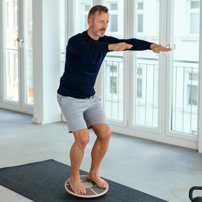 Дерев'яна баланс-дошка Relaxdays 8 x 40 см, Натуральний/Чорний