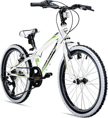 Дитячий велосипед Bergsteiger Kansas 24 дюйми, 6-швидкісна Shimano, гірський, для хлопчиків і дівчаток, білий, від 8 до 11 років