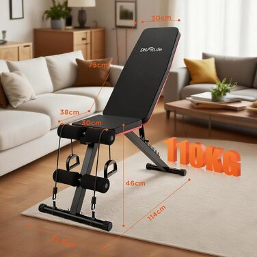 Складніша 8-в-1 Hantelbank DH FitLife | Тренажер для дому, для всього тіла | Регульована лава для пресу, фітнес-тренажер для домашнього спортзалу