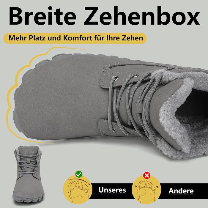 Чоловічі зимові шкарпетки-мокасини Saguaro з водовідштовхувальним покриттям, теплим підкладкою та широкою передньою частиною, розмір 36-48 (44 EU, сірий)