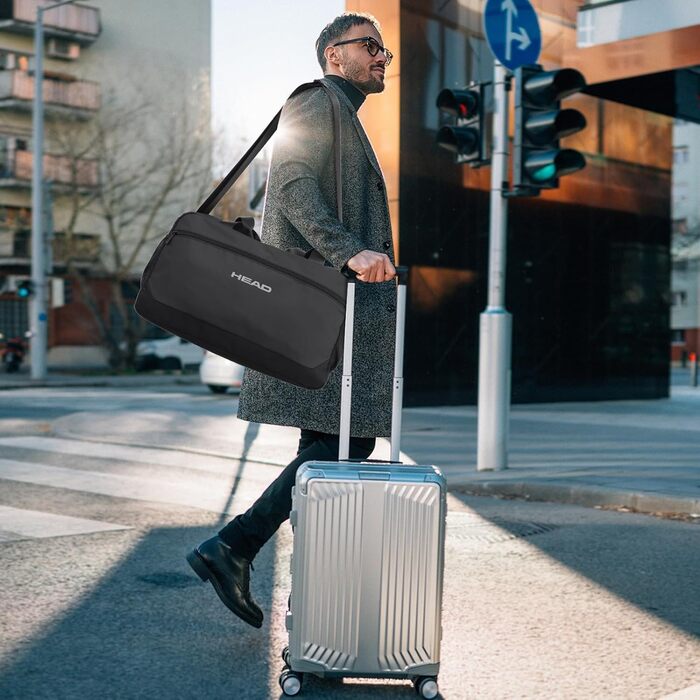 Водонепроникна спортивна сумка для подорожей HEAD, 40 л, велика сумка для фітнесу та бізнес-поїздок, чорна