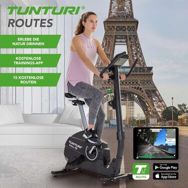Велотренажер Tunturi FitCycle 70i/50i з LCD-дисплеєм, 32 рівнями навантаження, додатками Zwift та Tunturi Routes, сенсором пульсу, для дому, до 150 кг