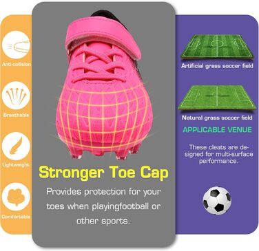 Дитячі футбольні бутси DimaiGlobal для залу та вулиці (штучний газон) - рожеві, 34 EU