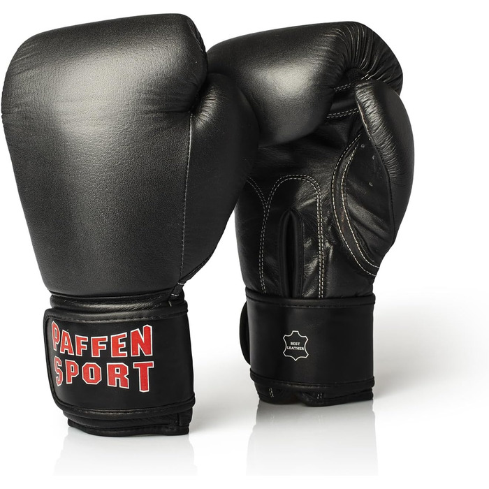 Боксерські рукавички PAFFEN SPORT KIBO Fight з екошкіри для тренувань та спарингу (бокс, кікбоксинг, муай-тай) чорні 14UZ