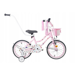 Дитячий велосипед 16 дюймів для дівчинки з ручкою-штовхачем, бічними колесами та кошиком Kimet
