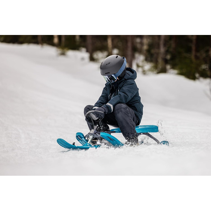 Санки STIGA Snowracer Curve з кермом, гальмом і тросом, сталевий каркас, для дітей та дорослих до 90 кг, зимові санчата від 7 років