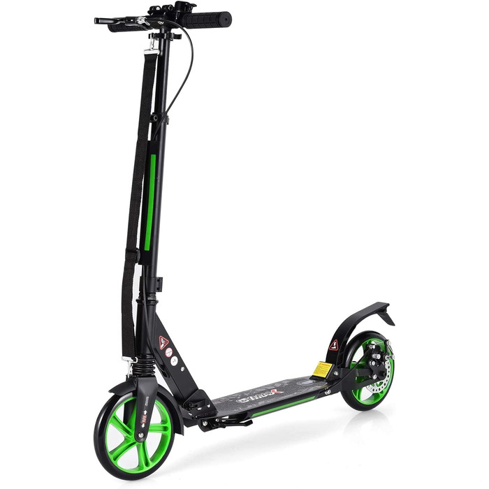 GOPLUS Roller Kinder 8 Jahre: Трюковий самокат для дітей та дорослих, 8 років, з регулюванням висоти, складний, з гальмом та ременем (Зелений)