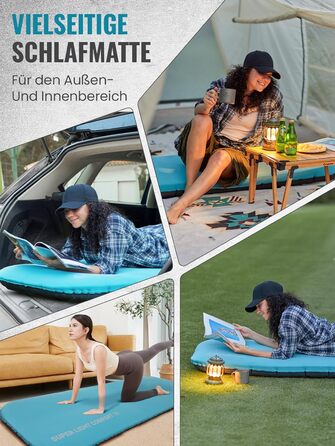 Кемпінговий килимок KingCamp R4.9 з memory foam, 10см, 4-сезонний, надувний, для кемпінгу та подорожей, блакитний