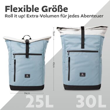 Рюкзак Nouvari Rolltop водонепроникний, чорний, 30л, з відділенням для ноутбука 17'' для університету, роботи, подорожей, чоловічий та жіночий