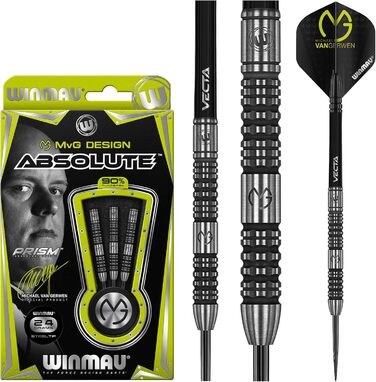 Дротики WINMAU Michael Van Gerwen MvG Absolute 24 г вольфрамові для дартсу, сталевий наконечник, набір з оперенням і хвостовиками, професійні