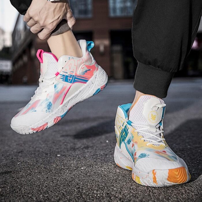 Кросівки для баскетболу та повсякденного носіння, чоловічі/жіночі, легкі, з неслизькою підошвою, рожеві/жовті, 35 EU, вузька колодка